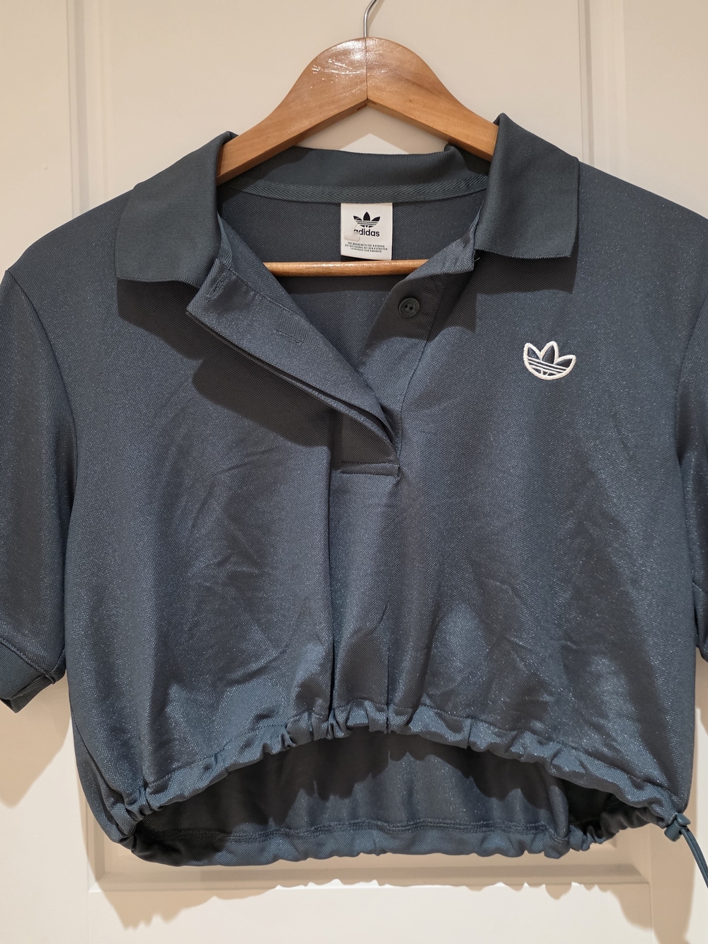 Adidas Women's Cropped Polo Top in Charcoal
